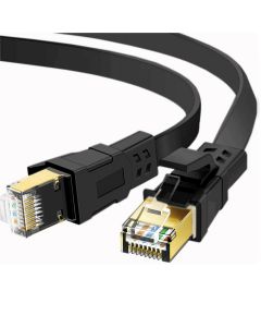 FLAT 20m CAT8 SSTP Shielded 2000MHz 40Gbps High Speed Ethernet Cable RJ45 - Black