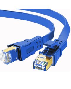 FLAT 30m CAT8 SSTP Shielded 2000MHz 40Gbps High Speed Ethernet Cable RJ45 - Blue