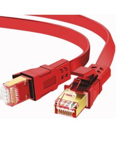 FLAT 25m CAT8 SSTP Shielded 2000MHz 40Gbps High Speed Ethernet Cable RJ45 - Red