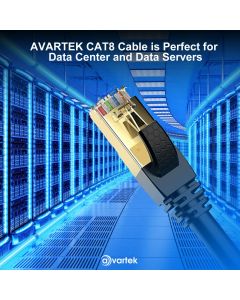 30m CAT8 High Speed Shielded Ethernet Cable 2000MHz 40Gbps  RJ45 - Black