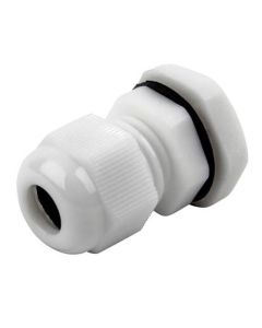 M16 IP68 Compression Cable Gland 4mm - 8mm with Locknut, Conduit Size 12mm - White