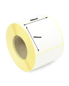 58mm x 60mm Direct Thermal Labels - 500 Labels Per Roll