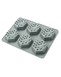 6 Cell HEXAGON Honey Bee Silicone Baking Mould Wax Beeswax Candle Cake Mold 65ml